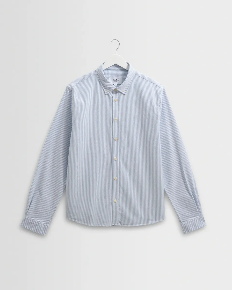 Caspian - White and Blue Stripe Cotton Oxford Shirt