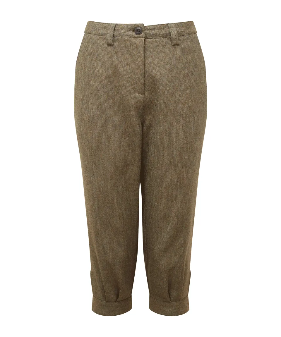 High Waisted Tweed Breeks - Loden Green Herringbone Tweed