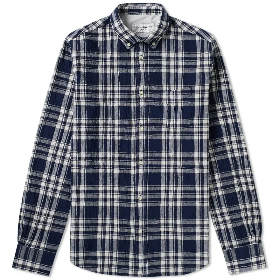 Button Down Japanese Check Cotton Shirt