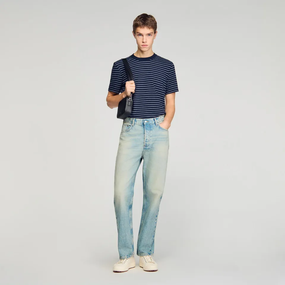 Faded wide-leg jeans