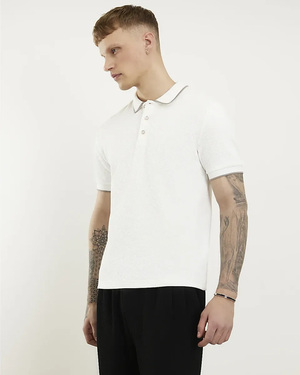 Slim Fit Tipped Textured Polo Shirt