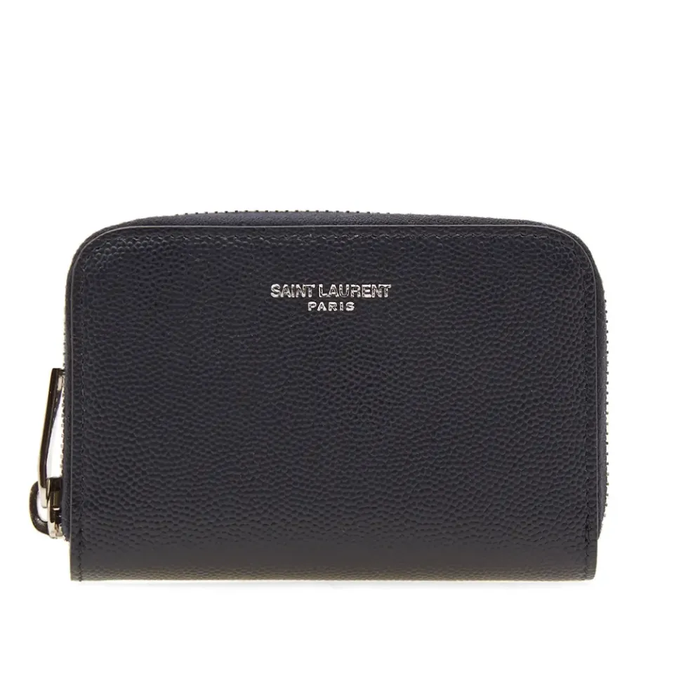 Grain Leather Zip Coin Card Wallet