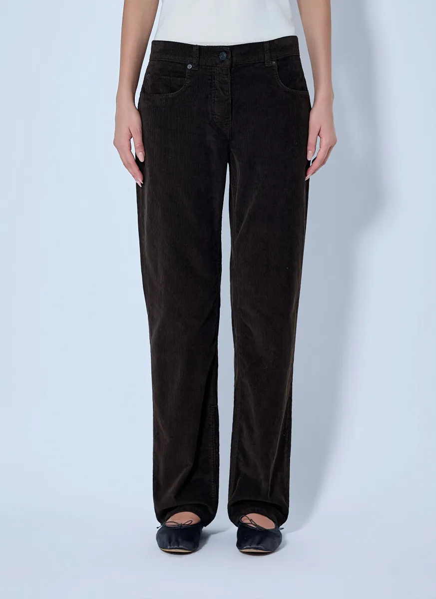 Frava Cotton-Corduroy Mid-Rise Straight-Leg Pants