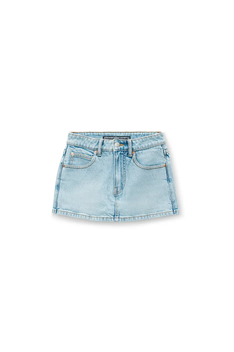 Mid Rise Mini Skort in Comfort Stretch Denim
