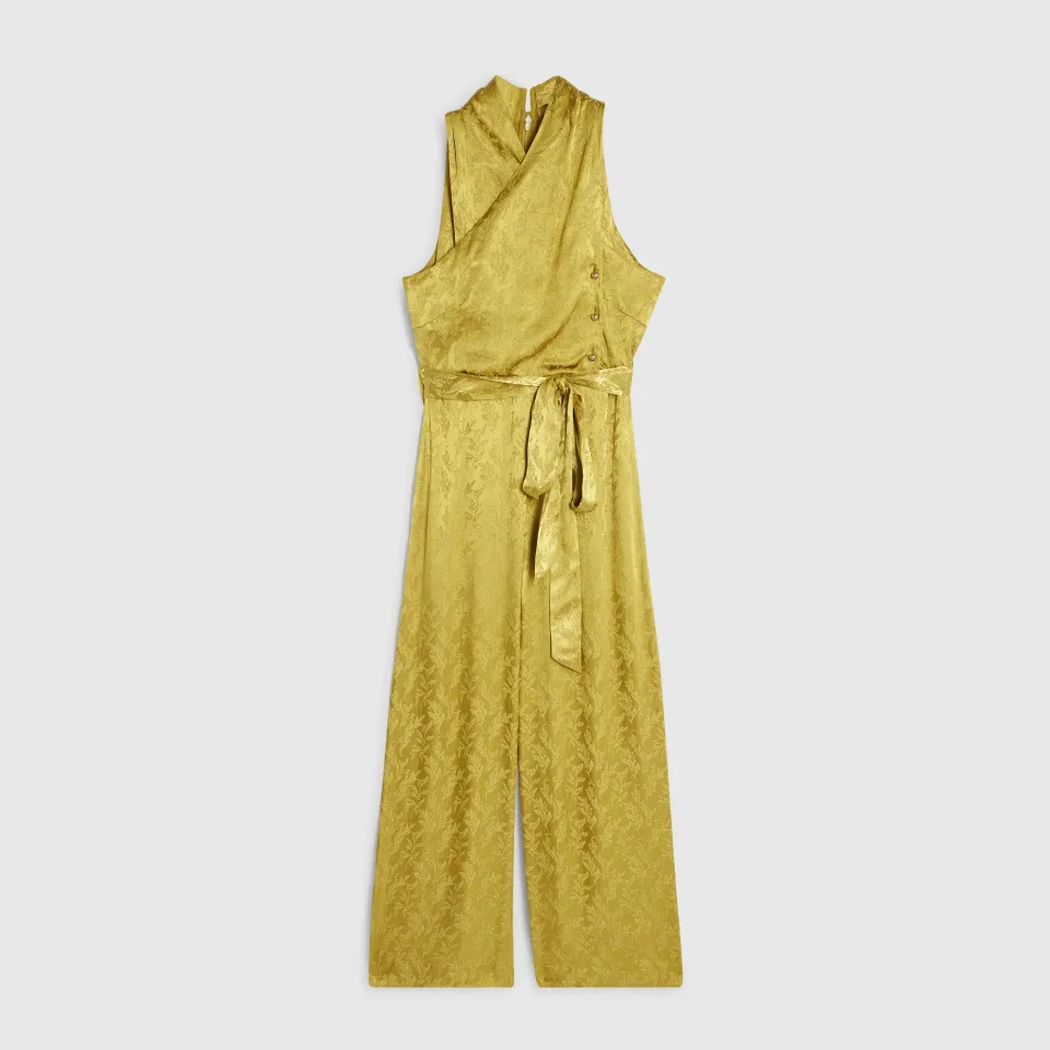 Petite Jacquard Wrap Jumpsuit