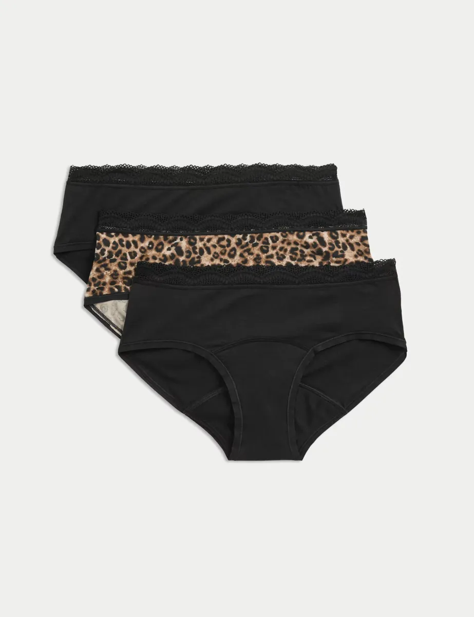 3pk Heavy Absorbency Period Knicker Shorts Black Mix