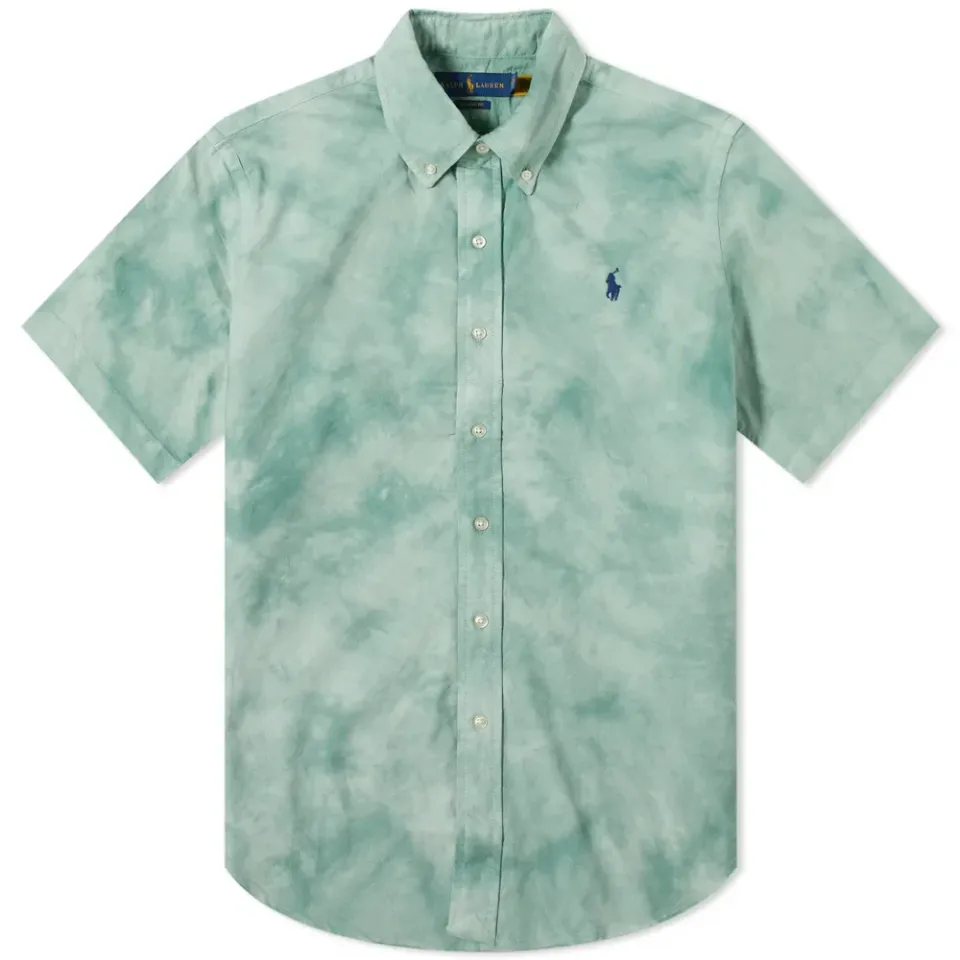 Button Down Short Sleeve Tie Dye Shirt
