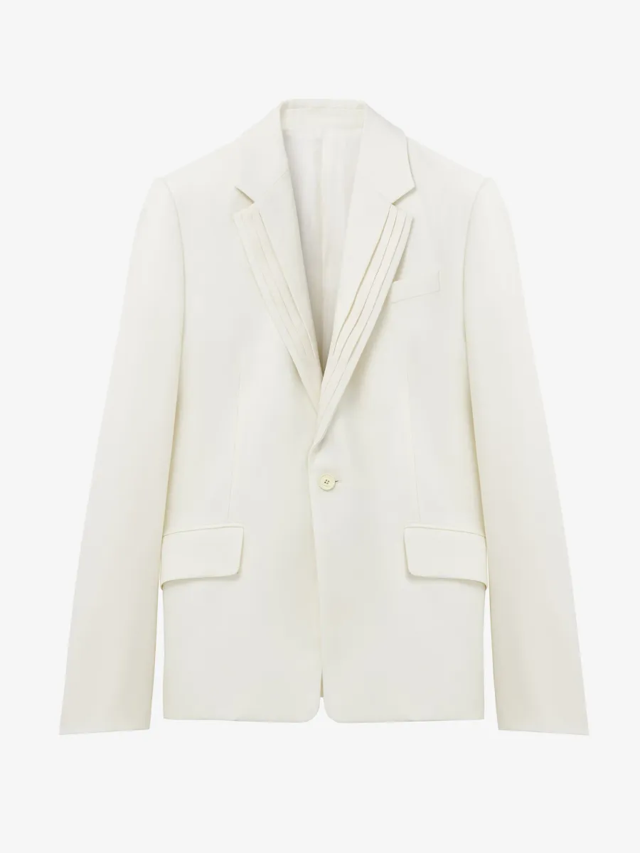 Pleated Lapel Single-breasted Jacket