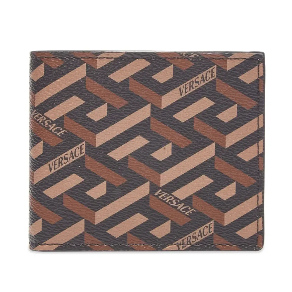 Monogrammed Geometric Logo Billfold Wallet