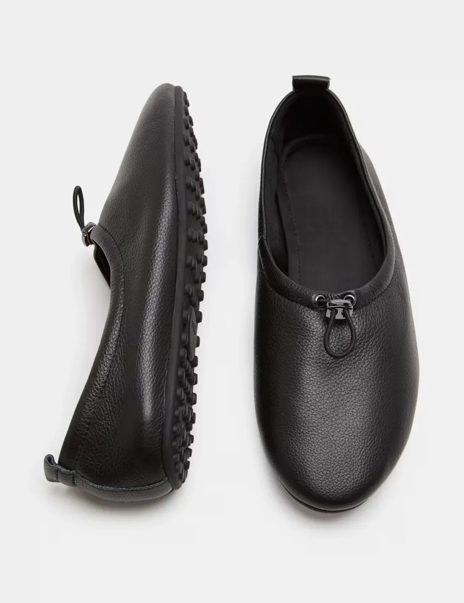 Leather Toggle Ballet Pumps