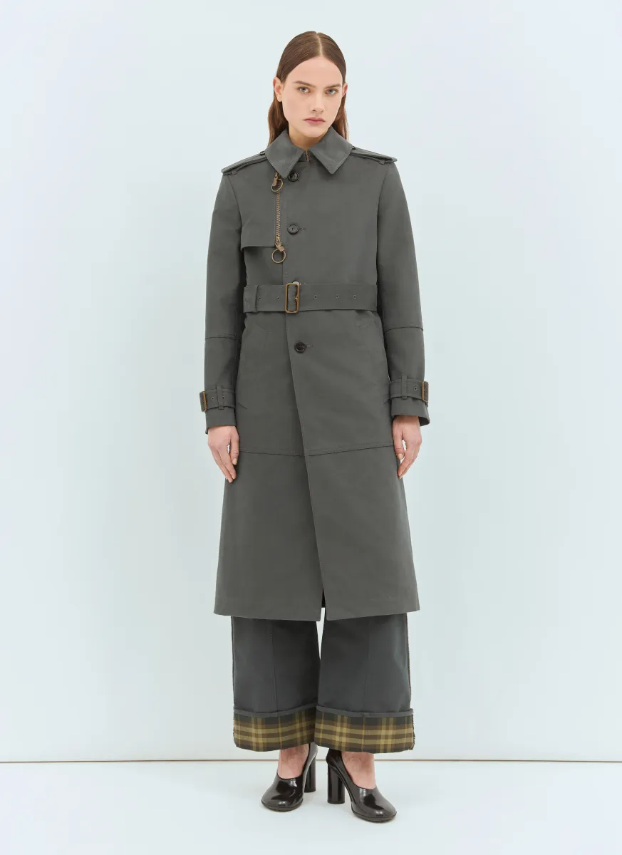 Long Cotton Nylon Trench Coat