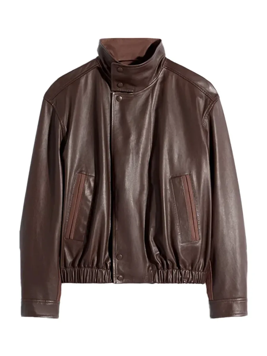 Soft Leather Blouson Jacket Chocolate