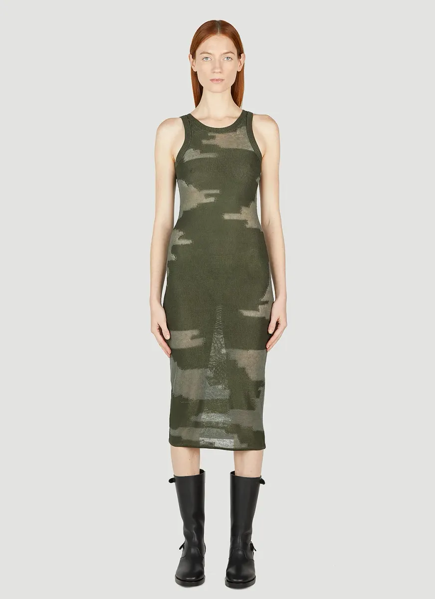 Knitted Intarsia Midi Dress