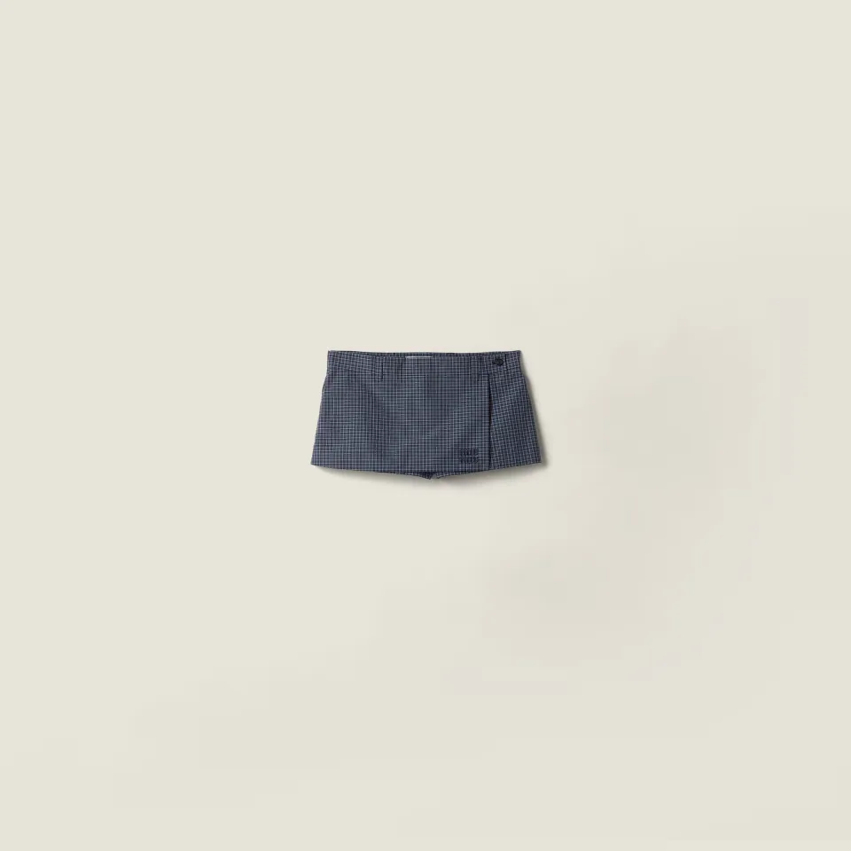 Checked technical fabric mini skort