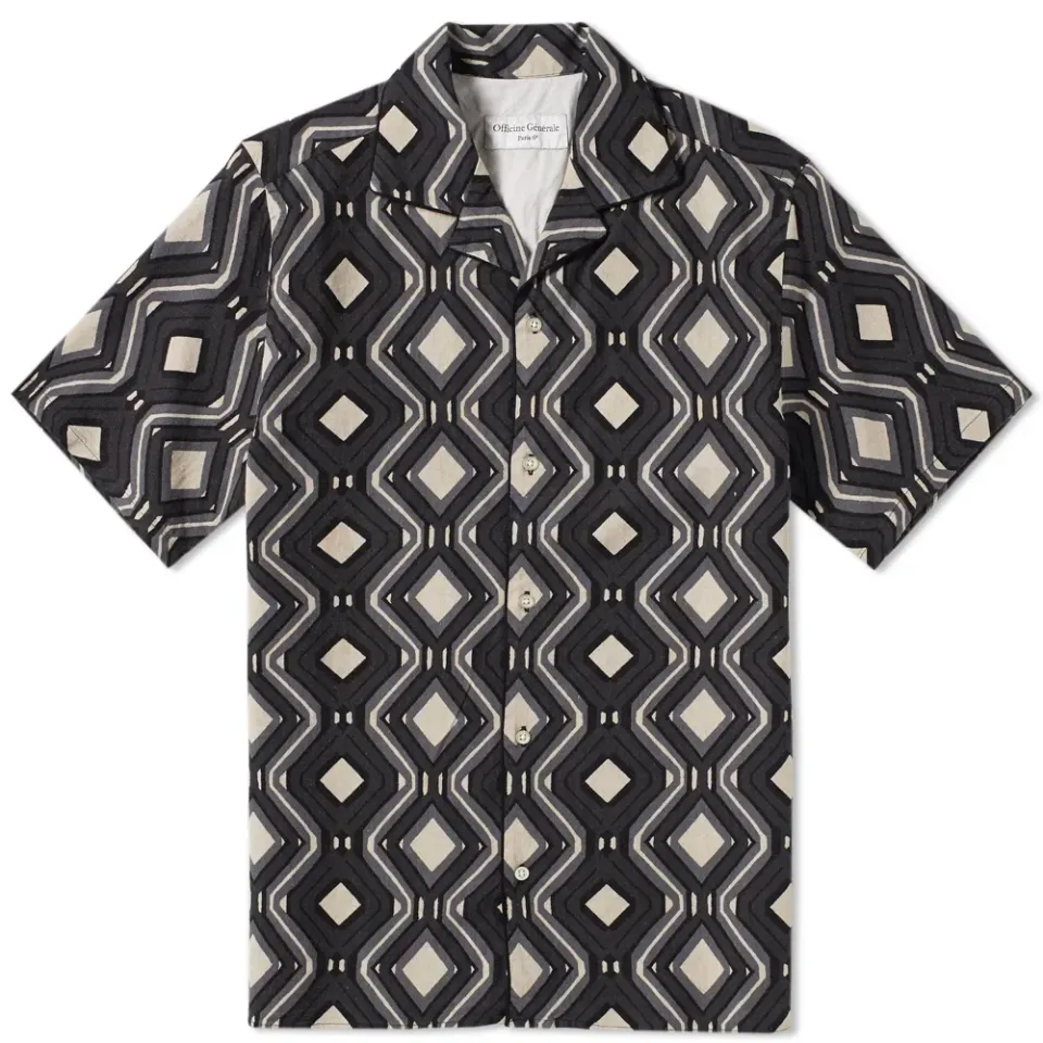 Dario Piping Japanese Print Vacation Shirt