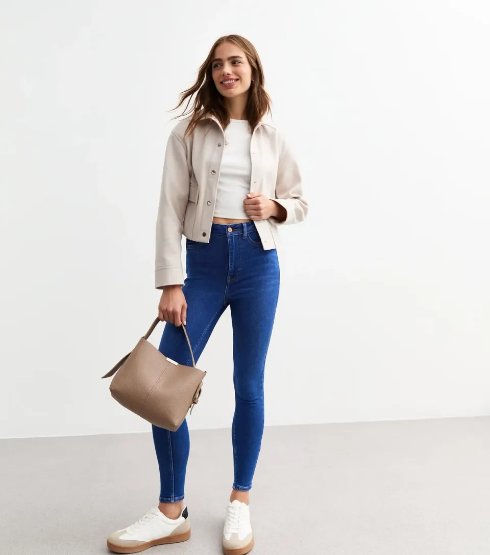 Women's Blue Denim High Rise Slim Leg Jeans
