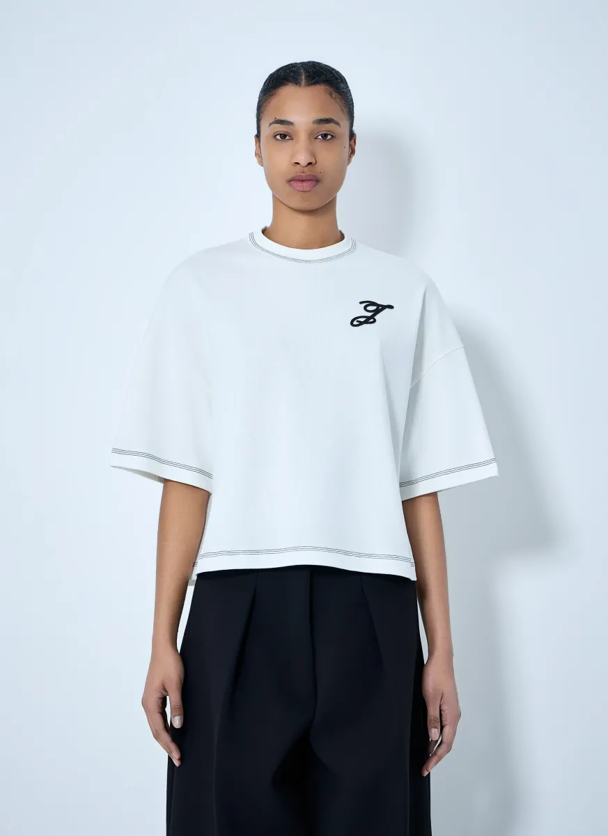 Logo Embroidered Boxy T-Shirt