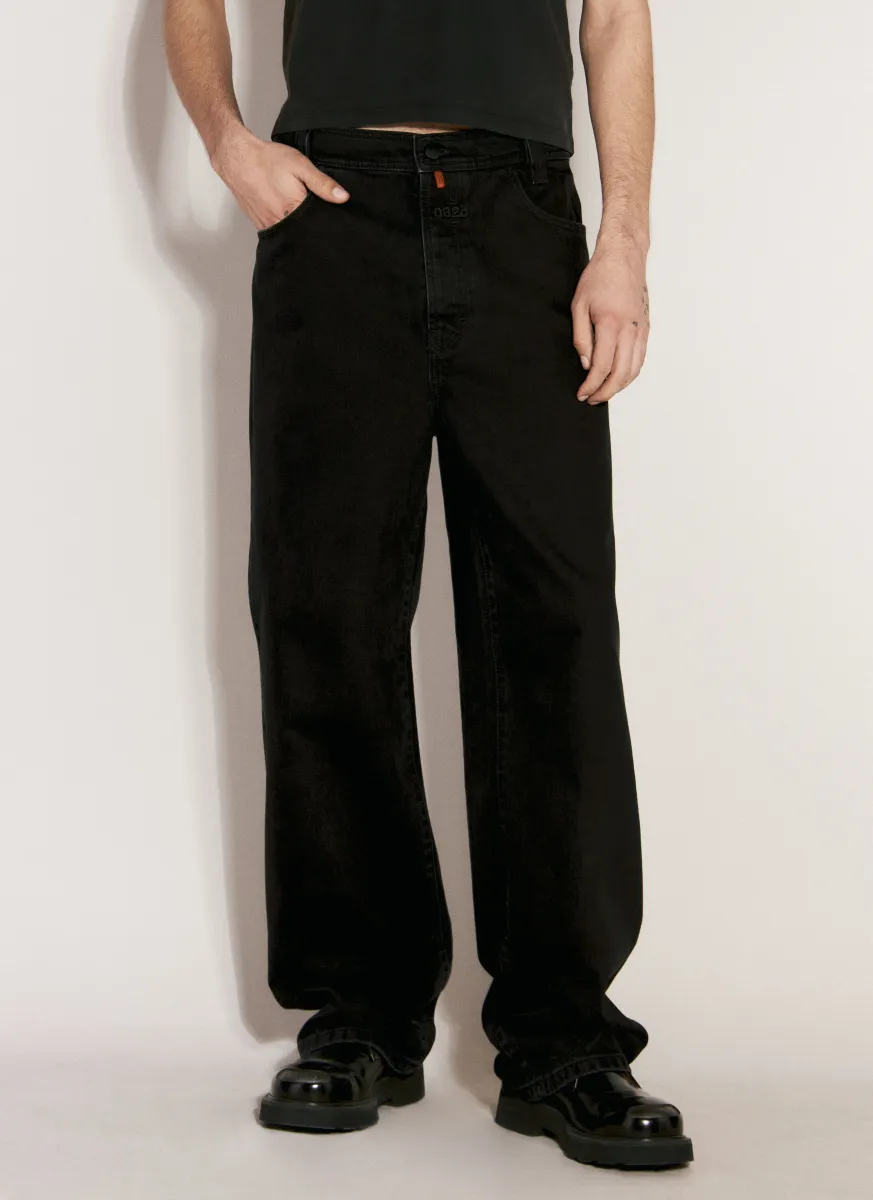 Logo Embroidery Baggy Jeans