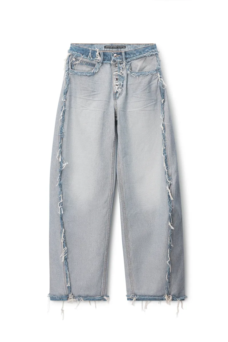 Mid-Rise Inverted Blow Up Jean with Embossed Logo