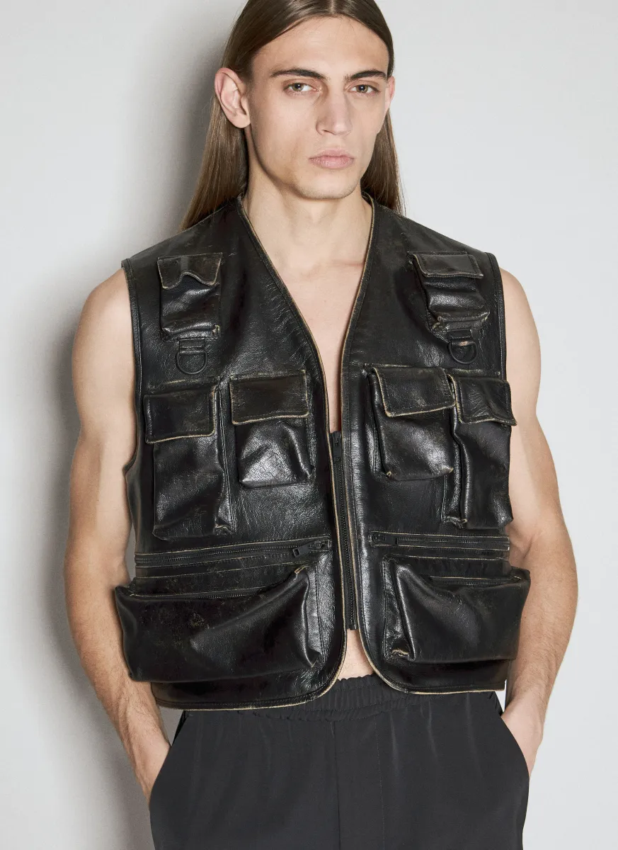 Leather Cargo Vest