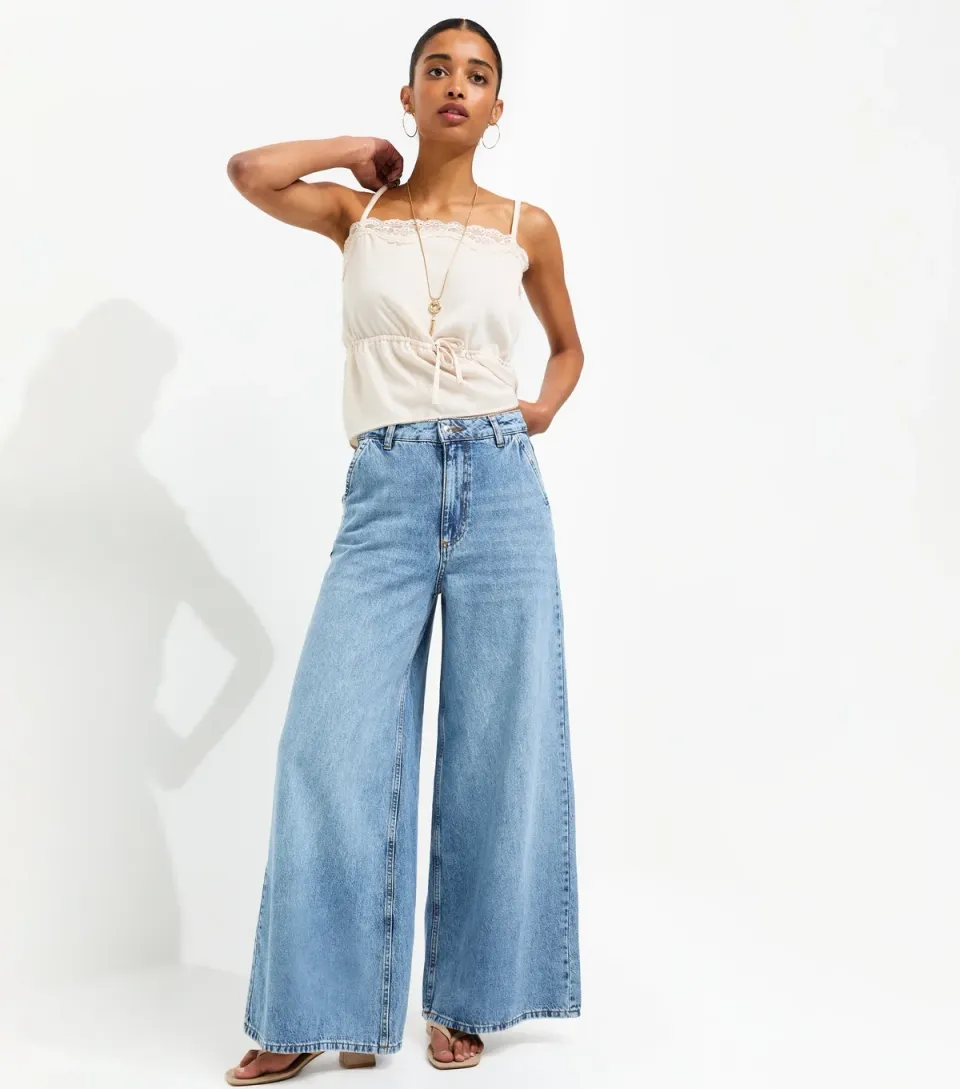Women's Blue Palazzo Wide Leg Jeans