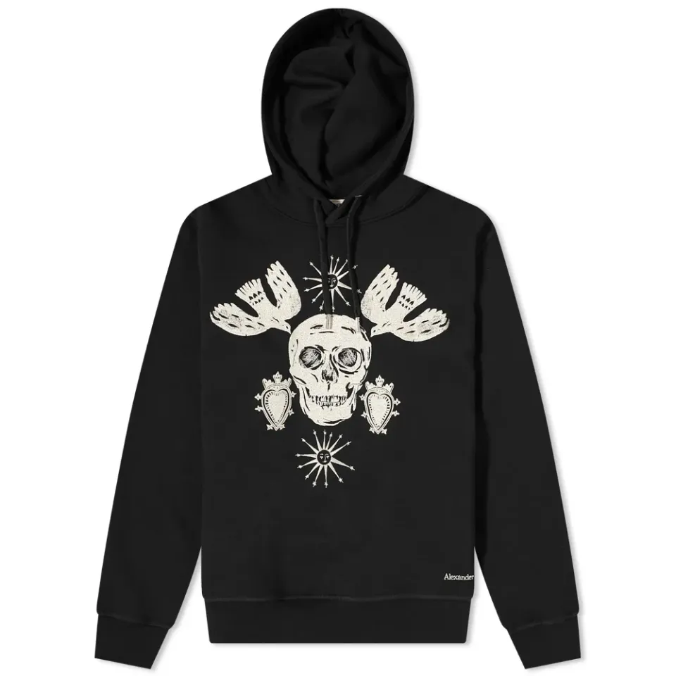 Embroidered Skull Popover Hoodie
