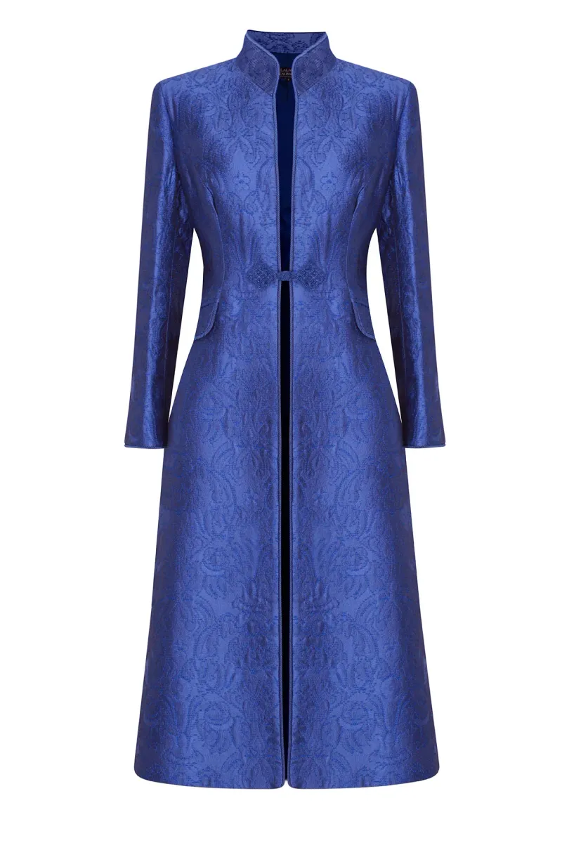 Vanessa Coat in Sapphire Brocade
