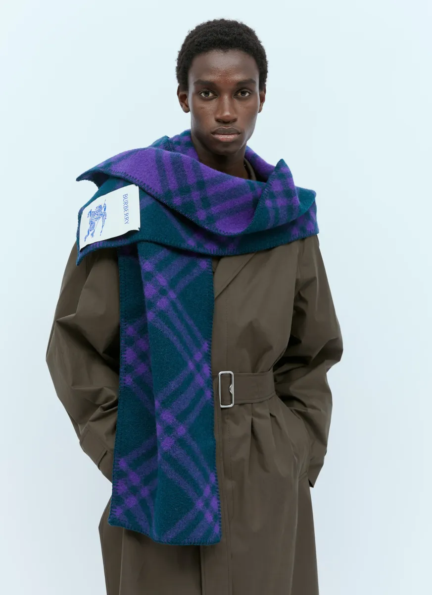 Check Wool Hooded Scarf