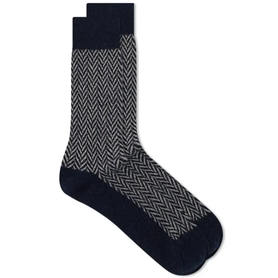 Wool Herringbone Crew Sock