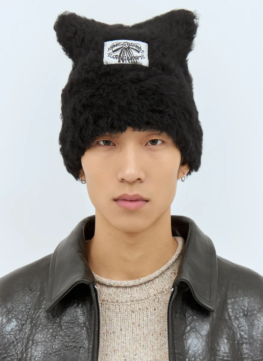 Fluffy Square Beanie Hat