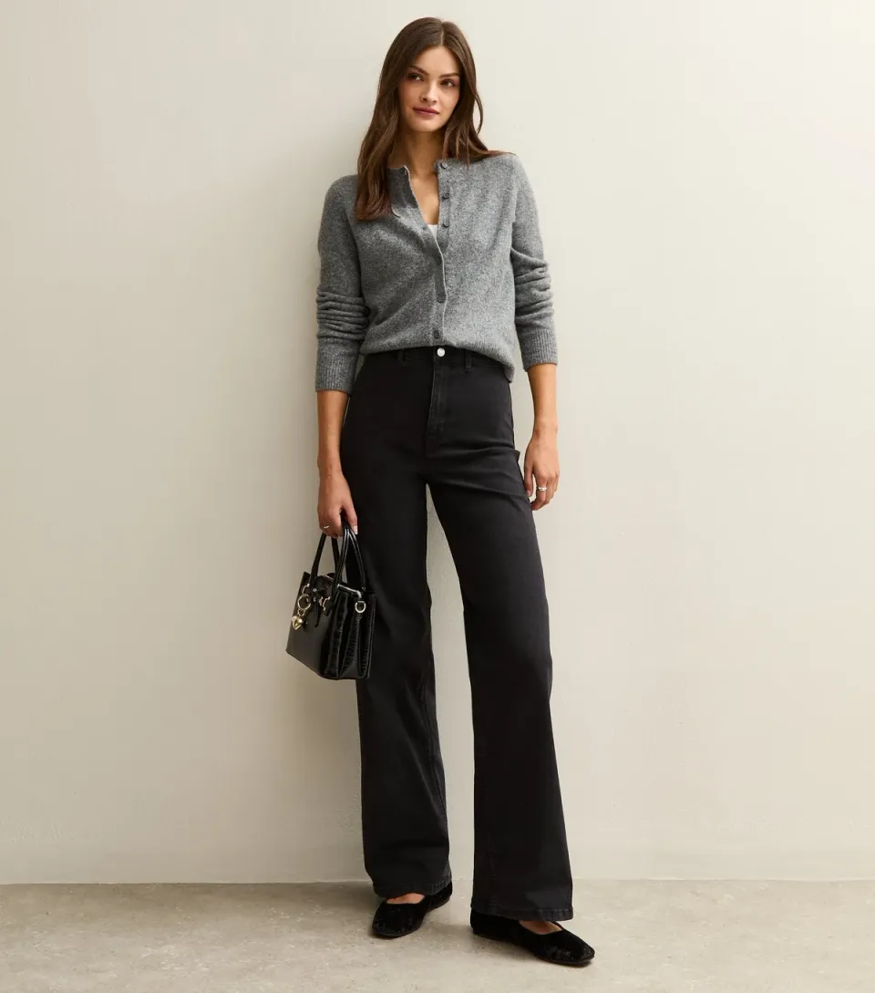 Women's Tall Black Stretch Wide Leg Jeans