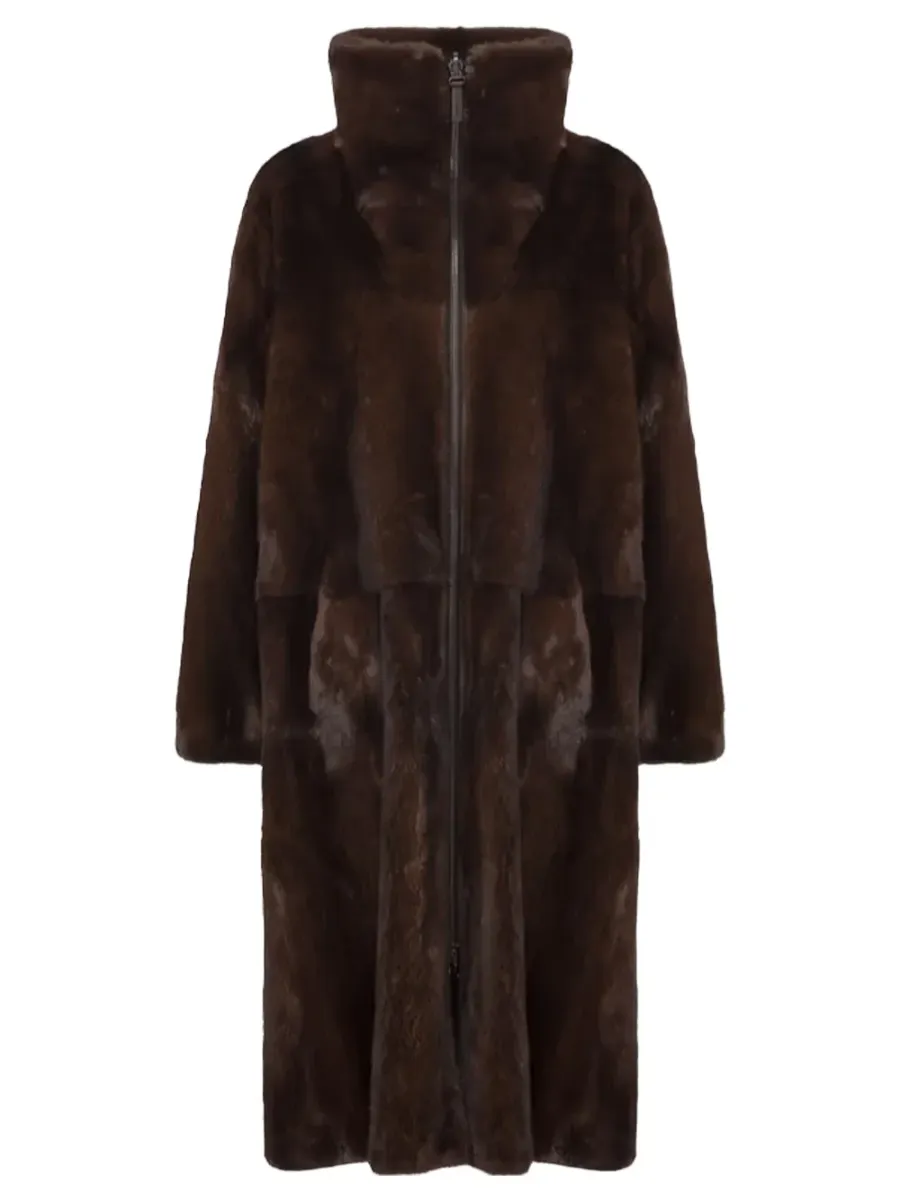 long reversible parka mink Mahogany