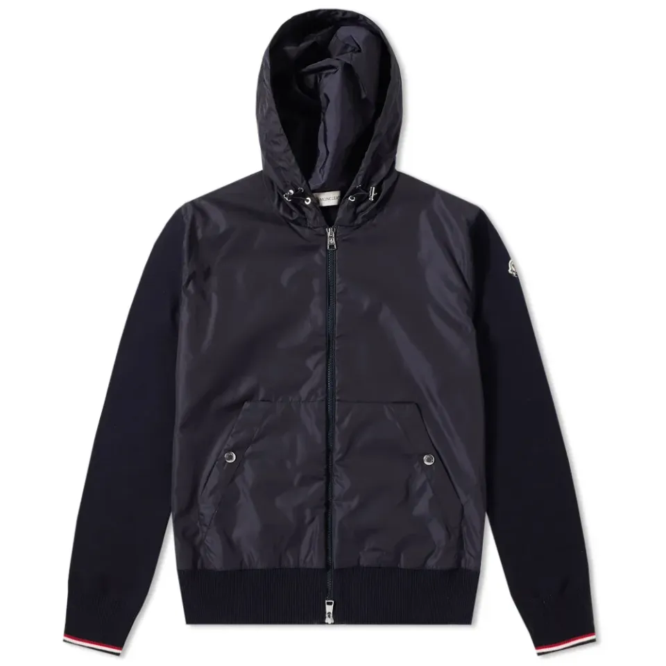 Nylon Front Zip Hooded Knit