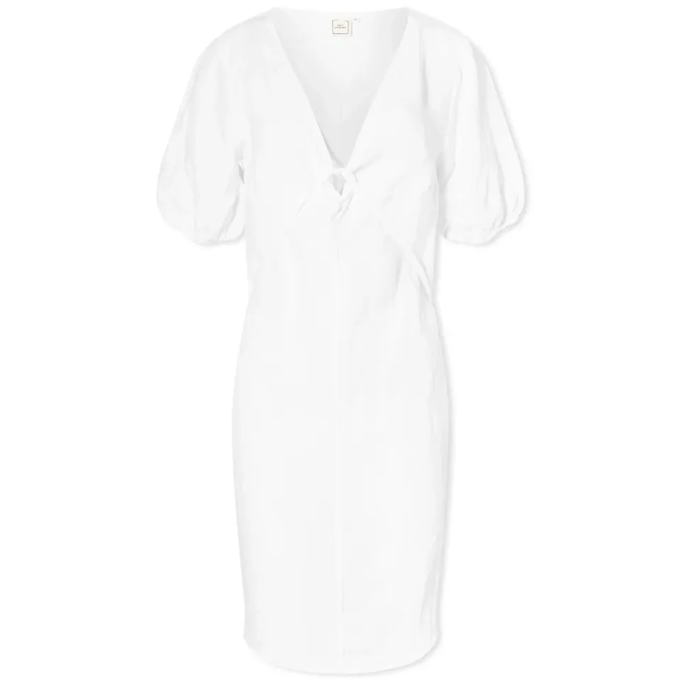 Tie Seamed Linen Mini Dress