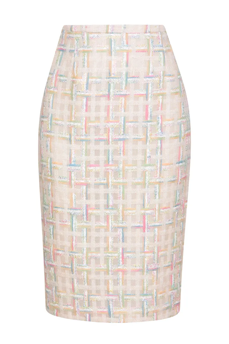 Penelope Skirt in Cream/Multi Tweed