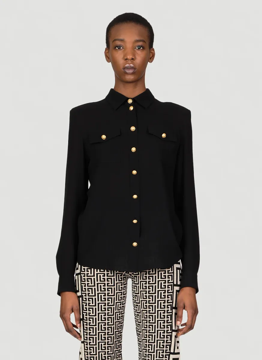 Shoulder Pad Silk Shirt