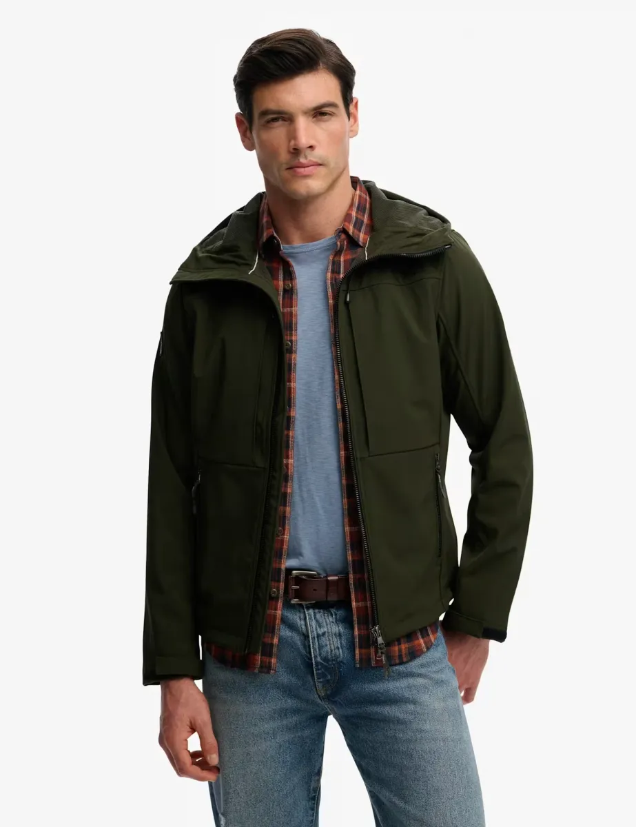Water Resistant Hooded Softshell Jacket Green
