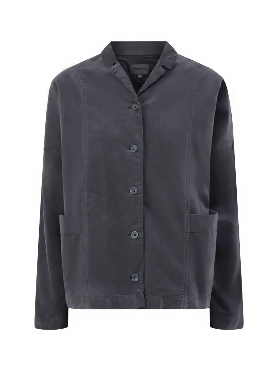 Cotton Velvet Oversized Jacket - Graphite