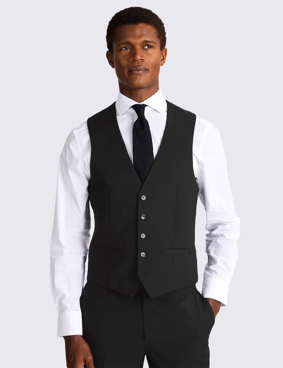 Slim Fit Stretch Waistcoat Black