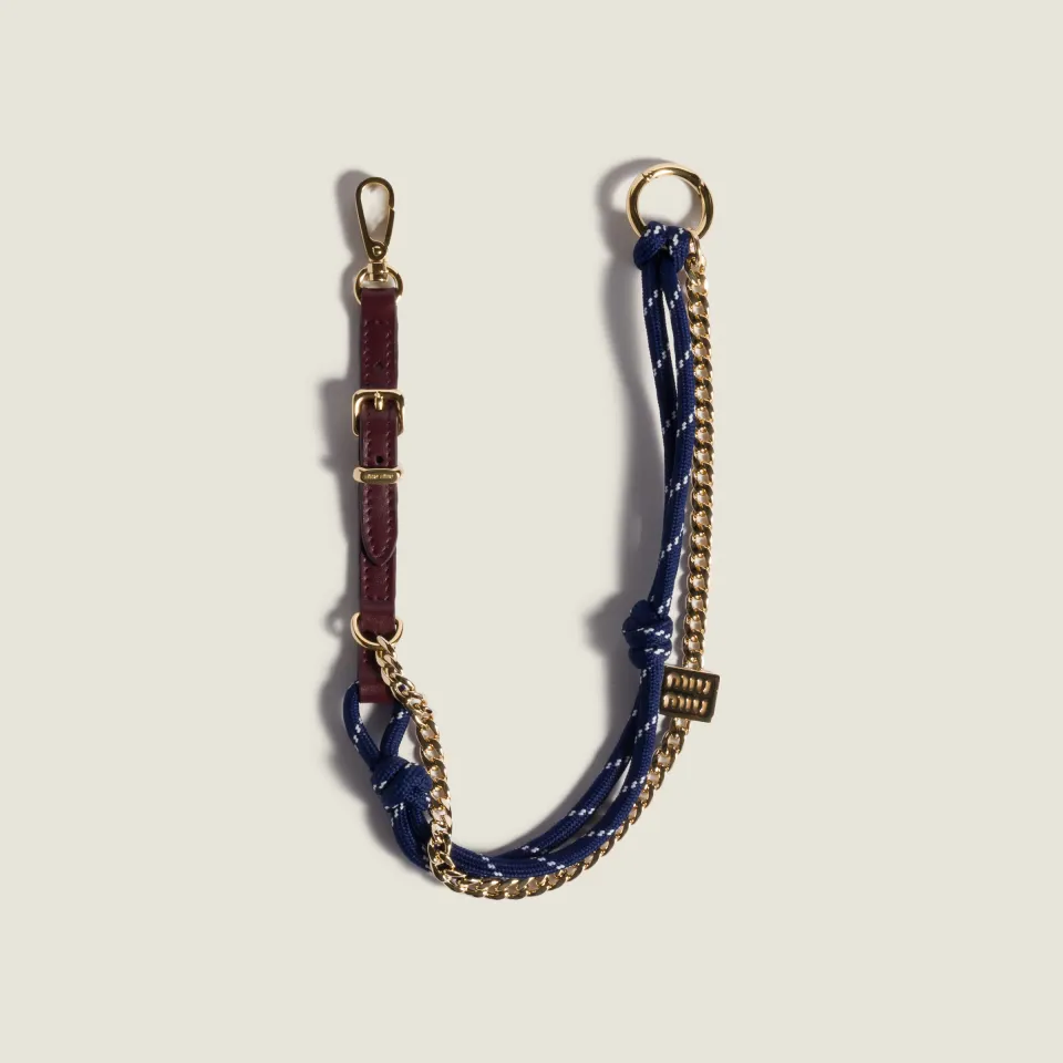 Leather, cord and metal trick keyring