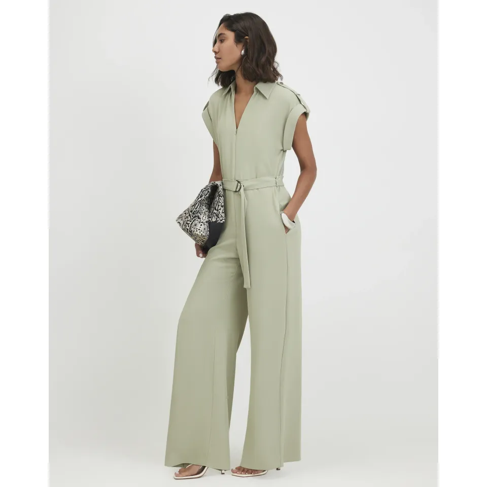 Twill Zip Front Jumpsuit