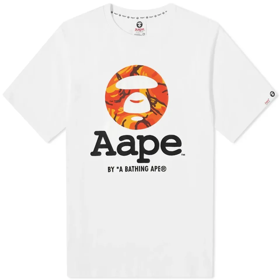 AAPE Orange Camo Og Moonface T-Shirt