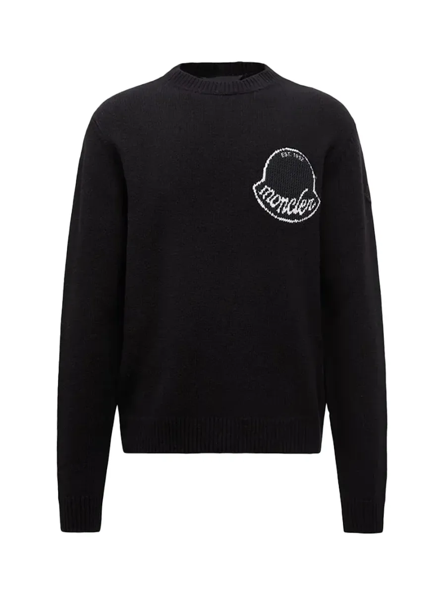 men Logo Patch Cotton Sweatshirt Black