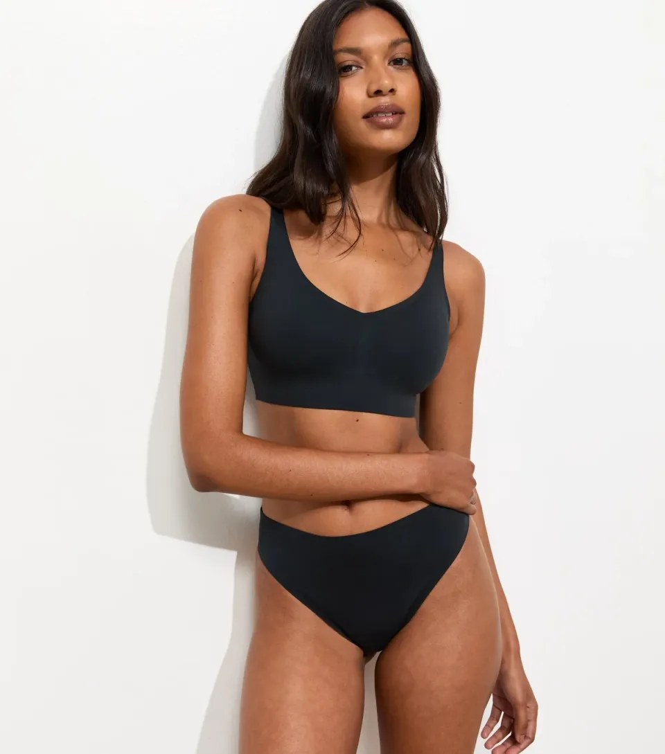 Women's Black Bonded High Waist Brazilian Briefs