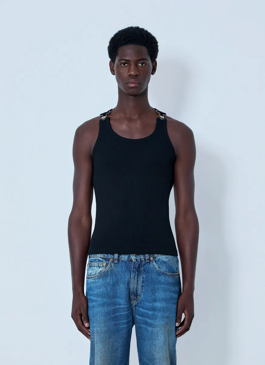 Ribbed Tank Top with Metal Hardware