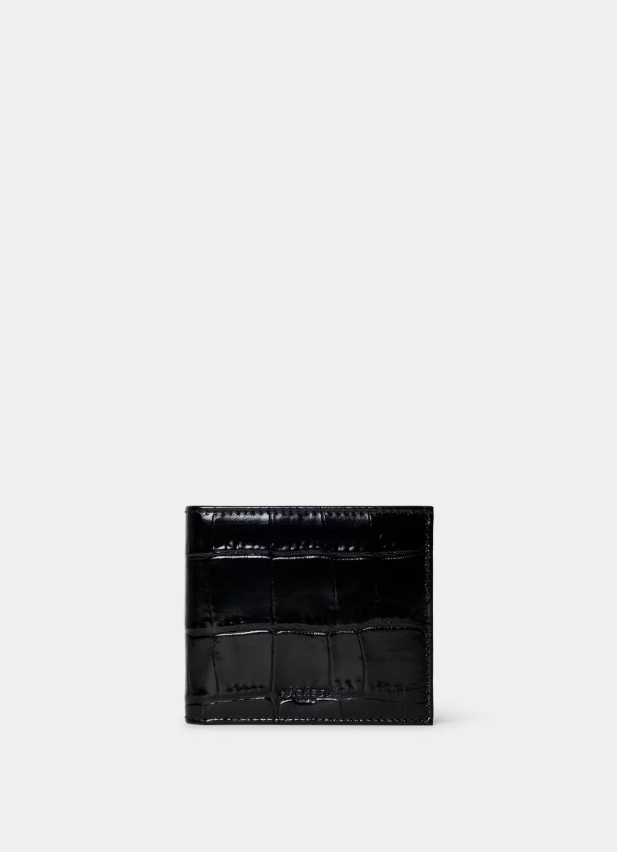 Leather Croc Stamped Billfold Wallet