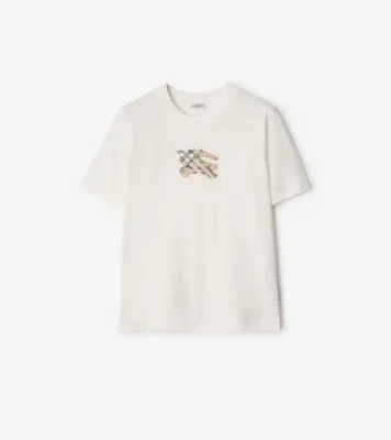 Knight Check Cotton T-shirt in Chalk white