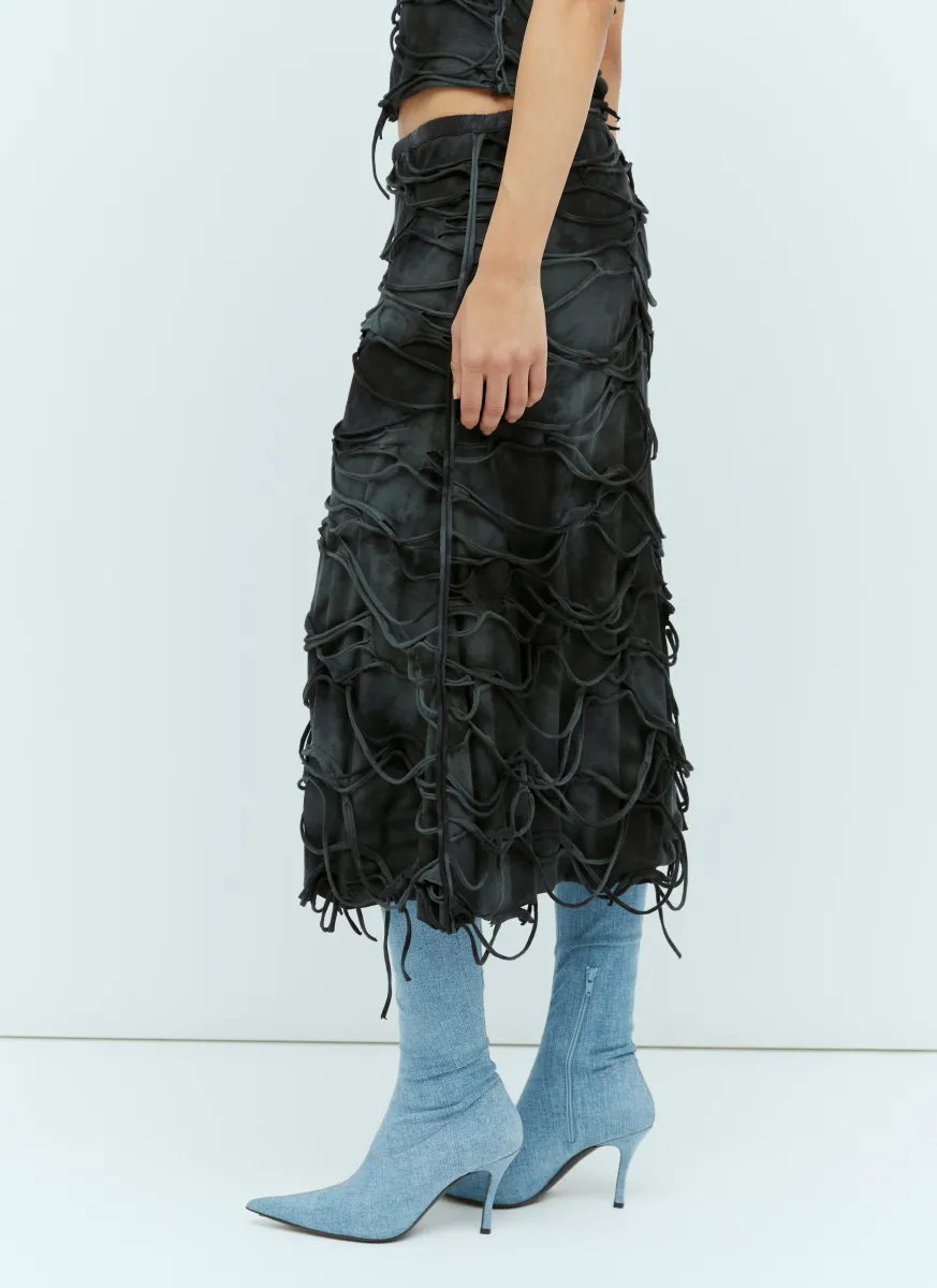 O-Jal Distressed Midi Skirt