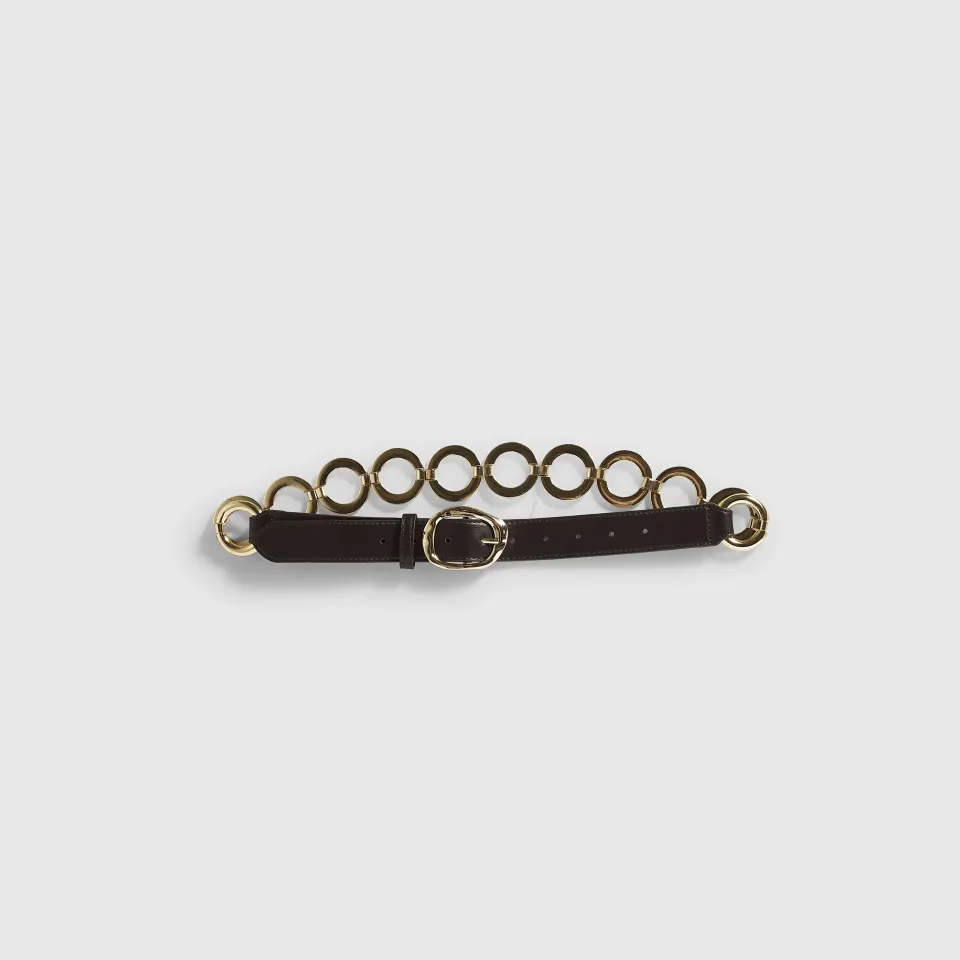 Faux Leather Gold Chain Belt