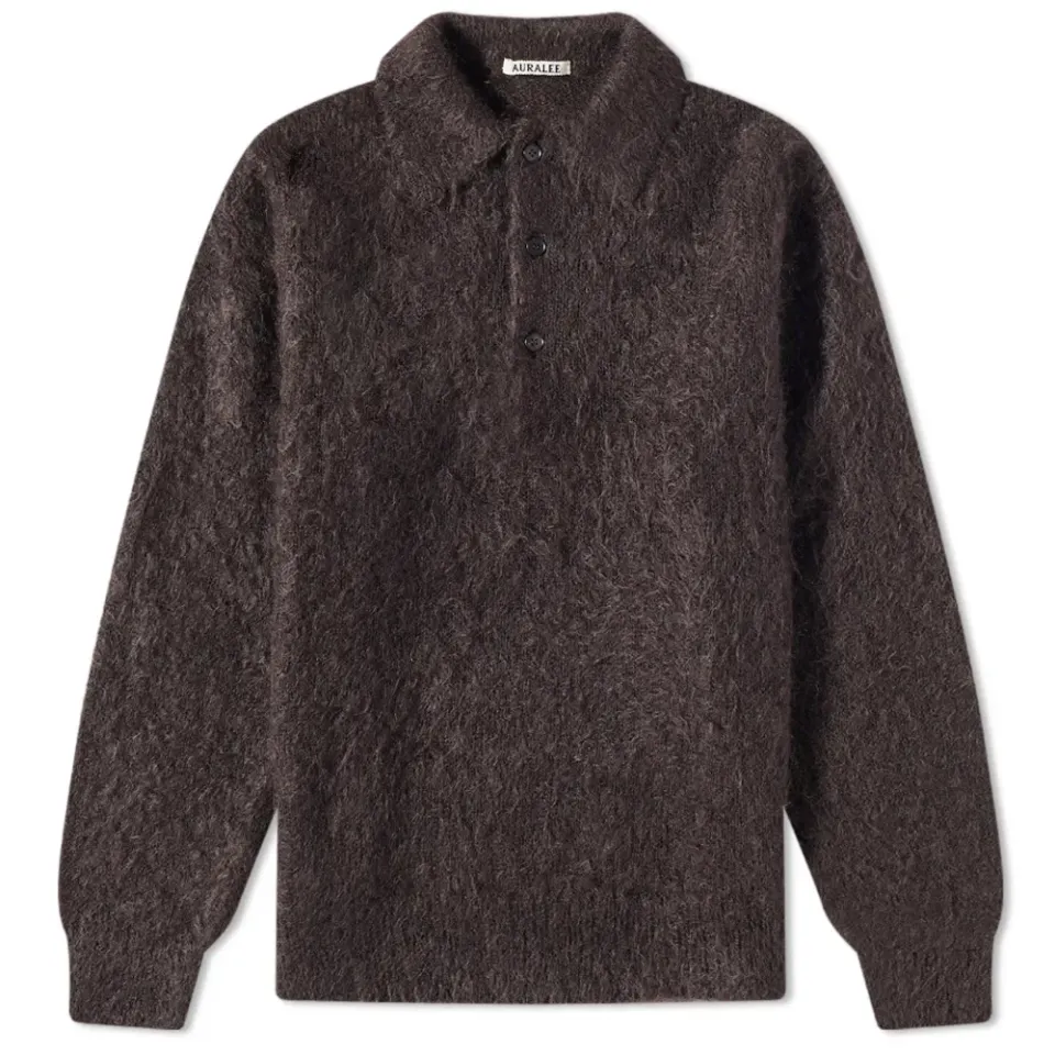 Long Sleeve Brushed Mohair Polo